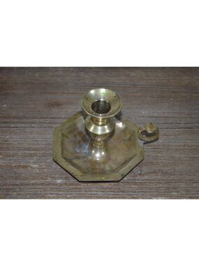Vintage Brass Candlestick Holder Handheld Chamberstick Cottagecore Colonial READ